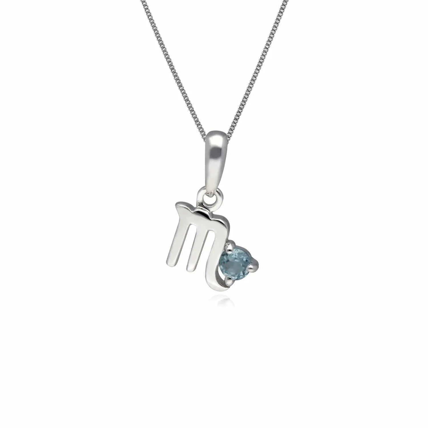 Blue Topaz Scorpio Zodiac Charm Necklace in 9ct White Gold sold by Gemondo Jewellery