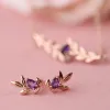 O Leaf Amethyst Stud Earrings in 9ct Rose Gold sold by Gemondo Jewellery
