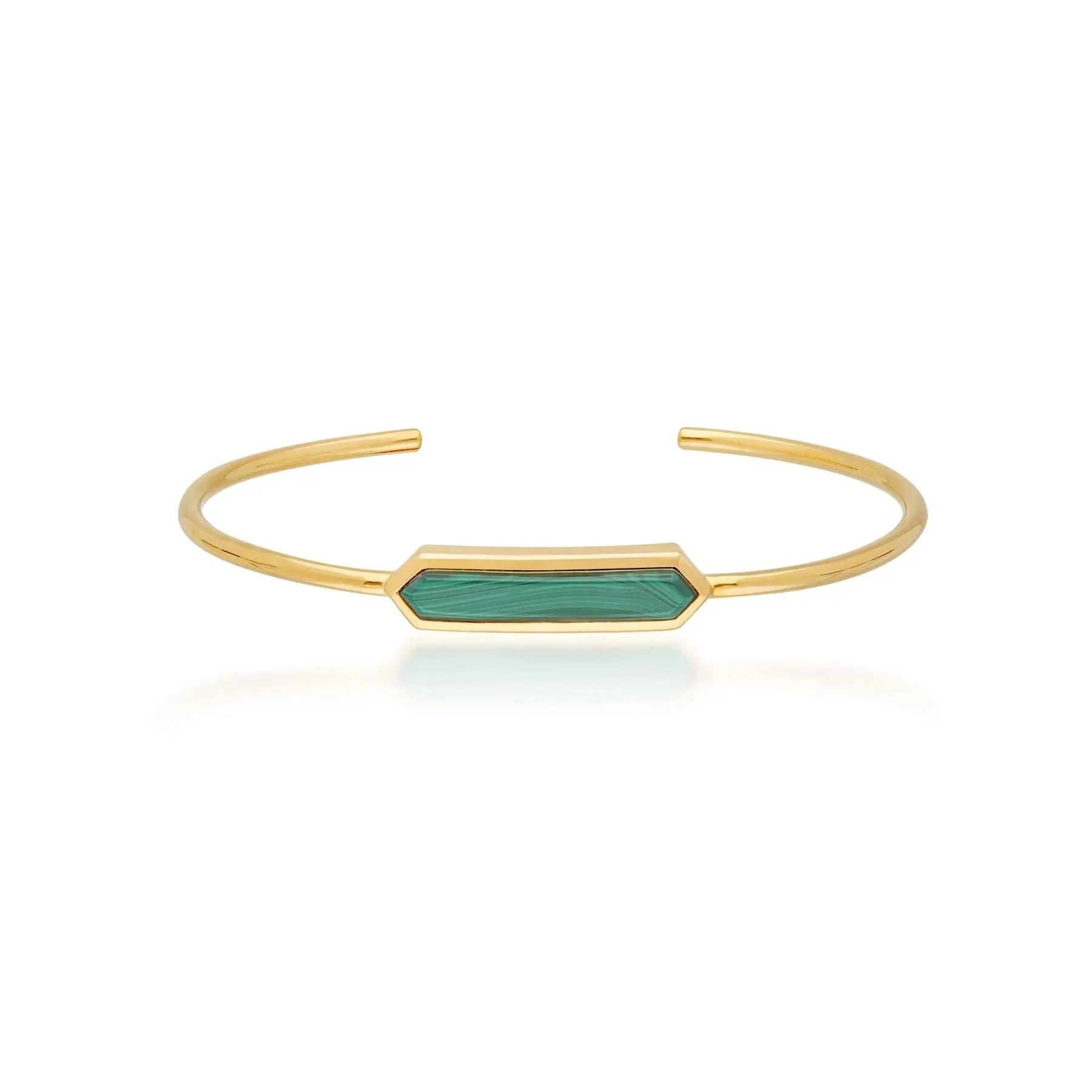 Geometric Prism Malachite Bangle in Gold Plated Silver sold by Gemondo Jewellery