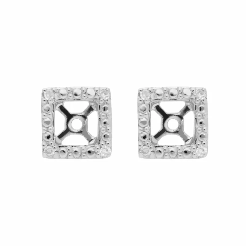 Classic Round Diamond Square Earring Jacket in 9ct White Gold sold by Gemondo Jewellery