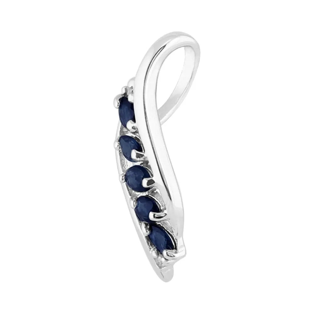 Modern Oval Sapphire & Diamond Leaf Pendant in 925 Sterling Silver sold by Gemondo Jewellery product image thumbnail 2