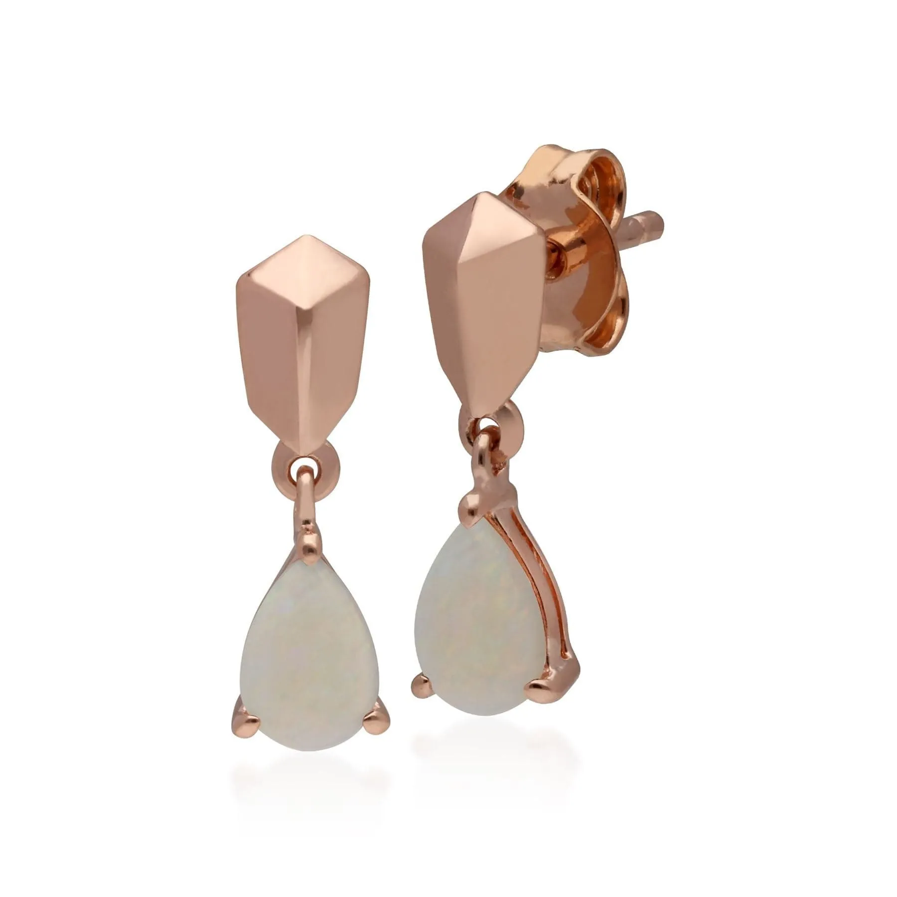 Micro Statement Opal Earrings in Rose Gold Plated Silver sold by Gemondo Jewellery