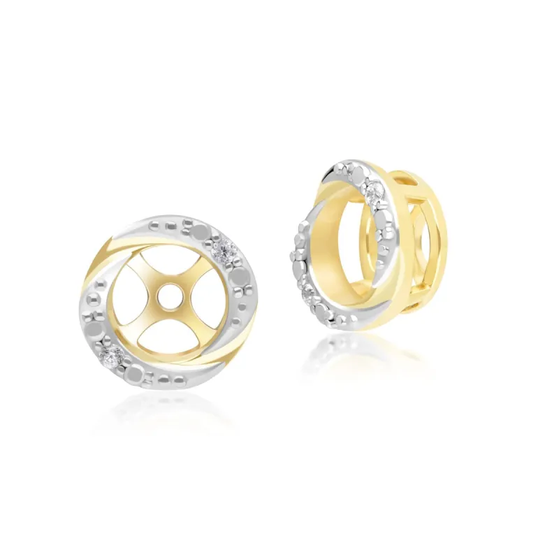 Classic Halo Diamond Swirl Ear Jacket Earrings in 9ct Yellow Gold sold by Gemondo Jewellery