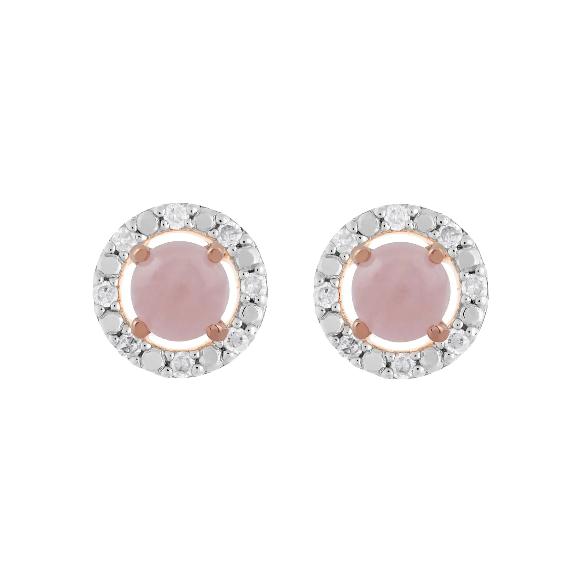 Classic Round Rose Quartz Stud Earrings with Detachable Diamond Round Ear Jacket in 9ct Rose Gold sold by Gemondo Jewellery