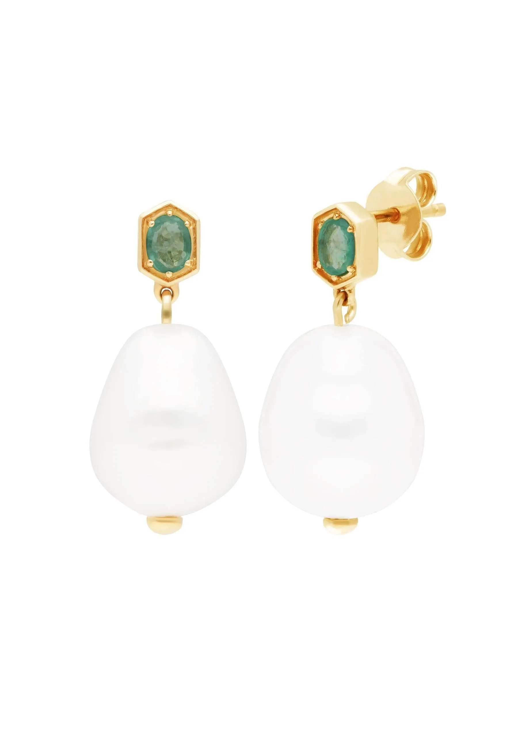 Modern Baroque Pearl & Amethyst Drop Earrings in Gold Plated Silver sold by Gemondo Jewellery product image thumbnail 5