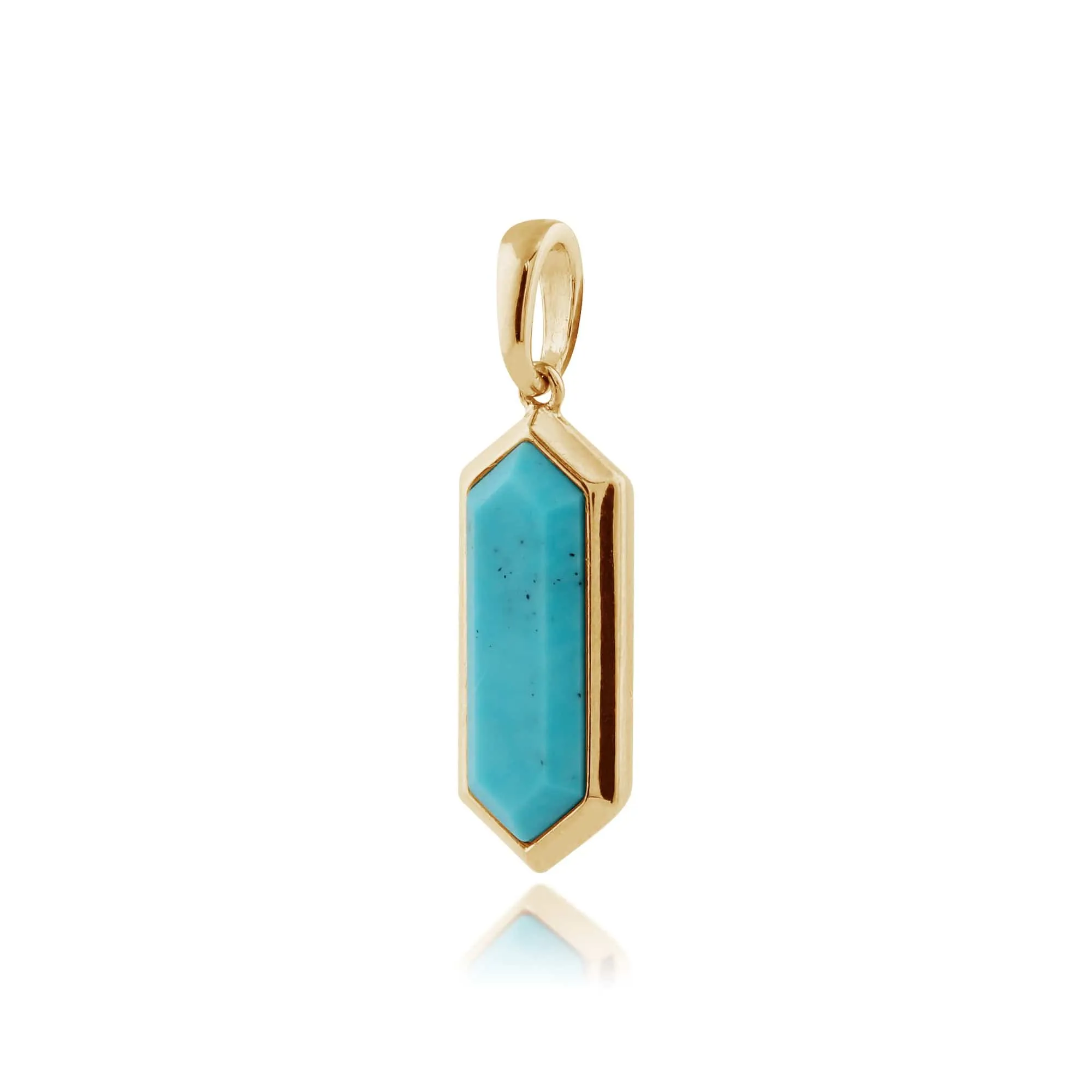 Geometric Hexagon Turquoise Prism Drop Pendant in Gold Plated Silver sold by Gemondo Jewellery product image thumbnail 2