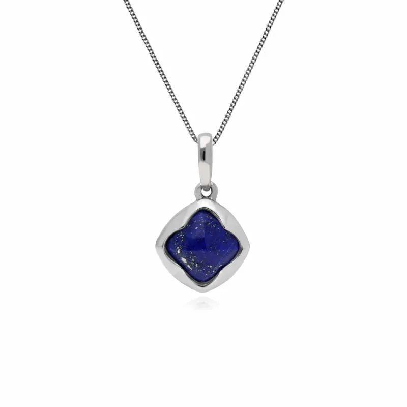 Gemondo Sterling Silver Cushion Sugarloaf Lapis Lazuli 6mm Pendant on 45cm Chain sold by Gemondo Jewellery
