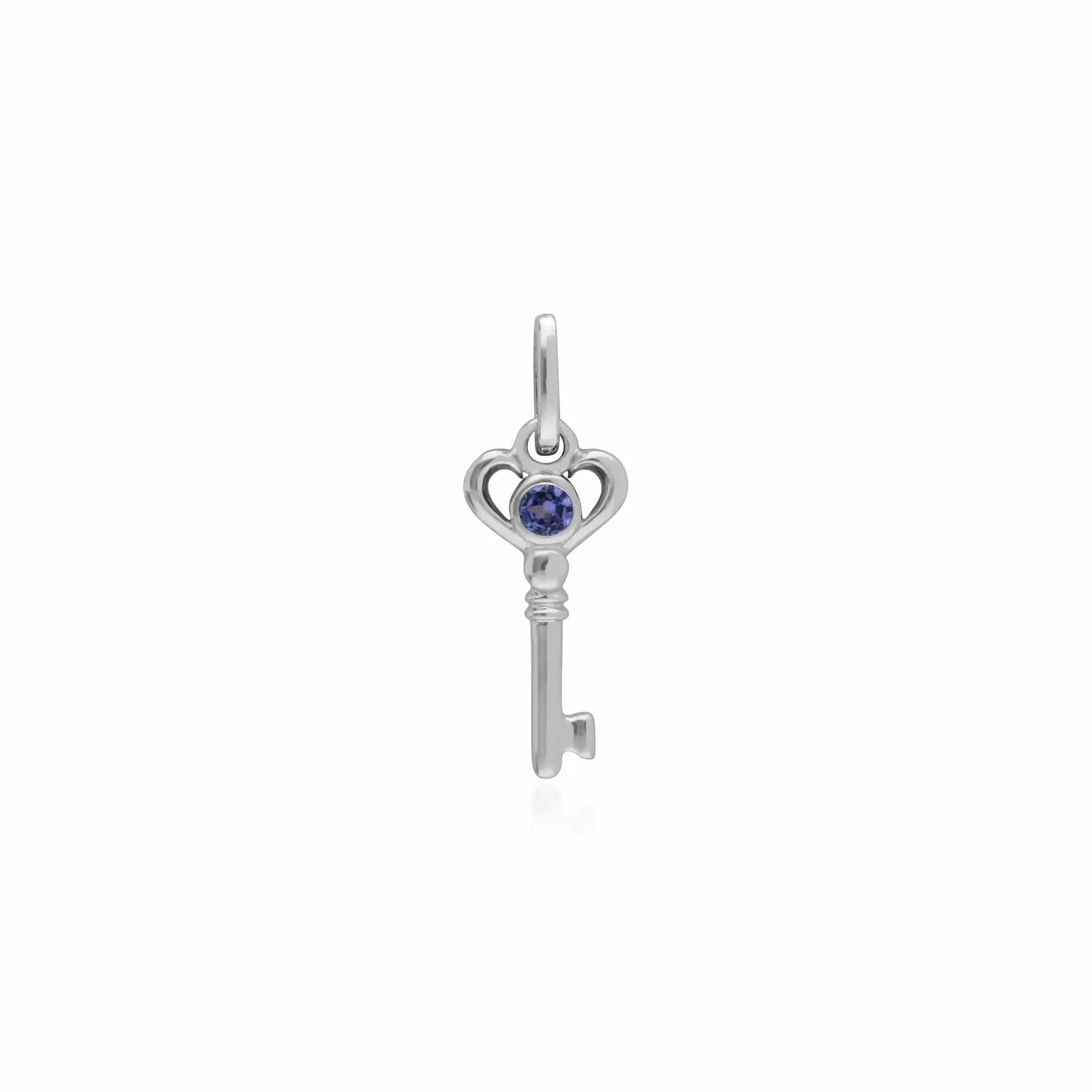 Classic Swirl Heart Lock Pendant & Tanzanite Key Charm in 925 Sterling Silver sold by Gemondo Jewellery product image thumbnail 2