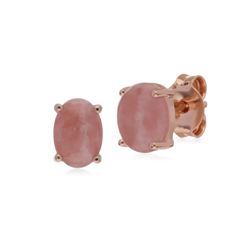 Gemondo Rose Gold Plated Sterling Silver Rhodochrosite Oval Stud Earrings sold by Gemondo Jewellery
