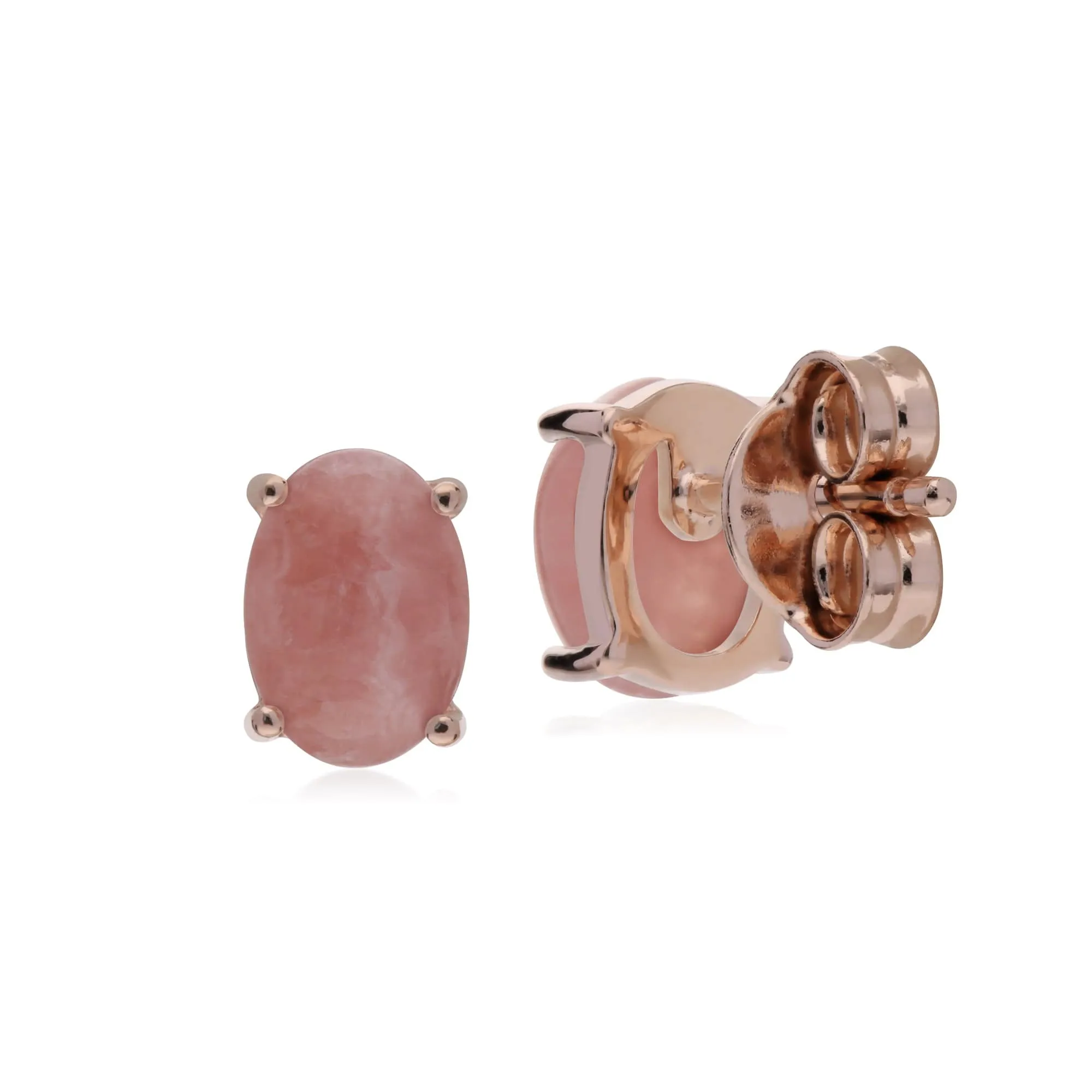 Gemondo Rose Gold Plated Sterling Silver Rhodochrosite Oval Stud Earrings sold by Gemondo Jewellery product image thumbnail 2