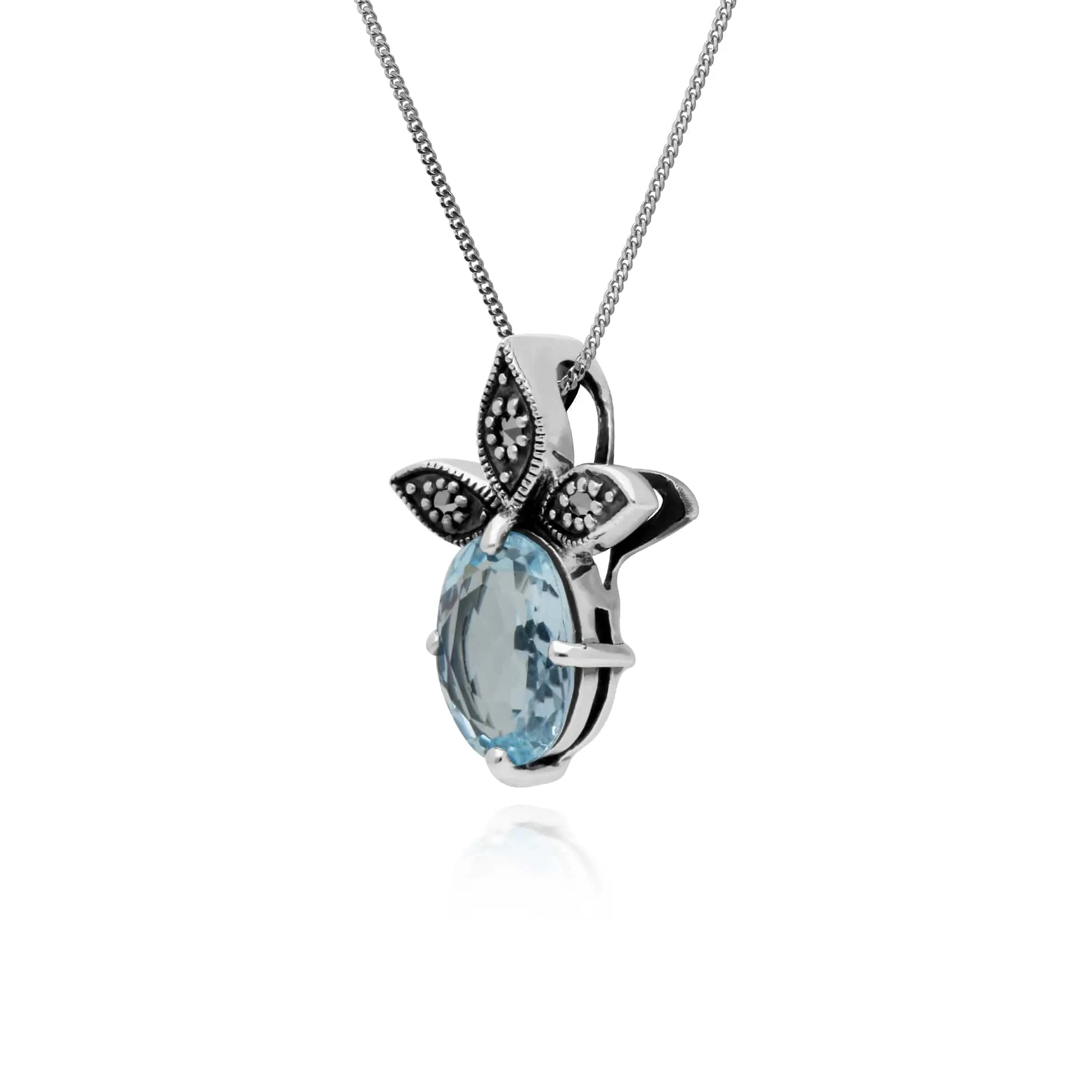 Gemondo Sterling Silver Blue Topaz & Marcasite November Pendant on 45cm Chain sold by Gemondo Jewellery product image thumbnail 2
