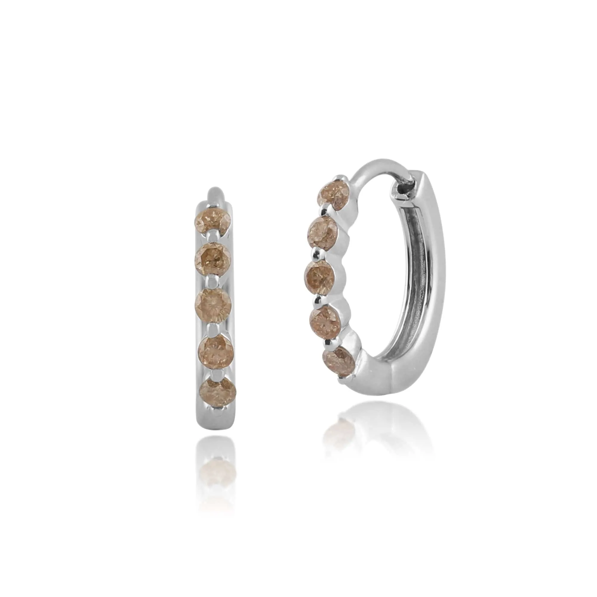 Gemondo 9ct White Gold 0.33ct Champagne Coloured Diamond Hoop Earrings sold by Gemondo Jewellery