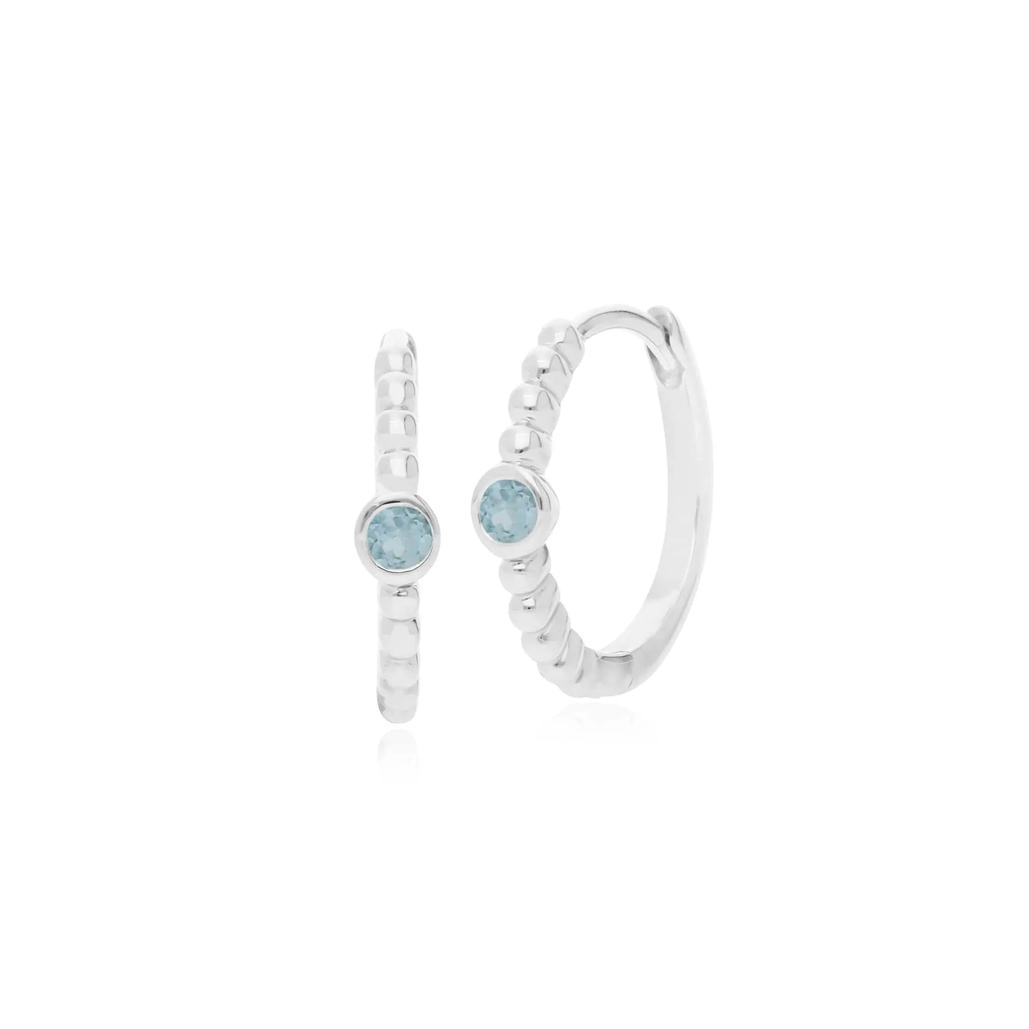Gemondo Sterling Silver 0.09ct Aquamarine March Birthstone Hoop Earring sold by Gemondo Jewellery