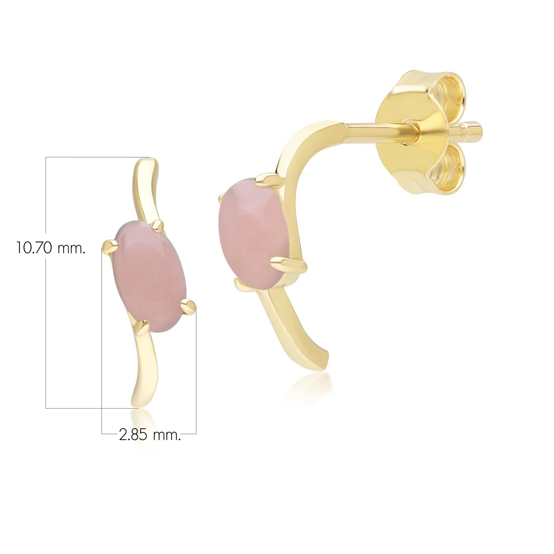 Classic Oval Pink Opal Half Hoop Earrings in 9ct Yellow Gold sold by Gemondo Jewellery product image thumbnail 4