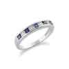 Classic Square Light Blue Sapphire & Diamond Half Eternity Ring in 9ct White Gold sold by Gemondo Jewellery