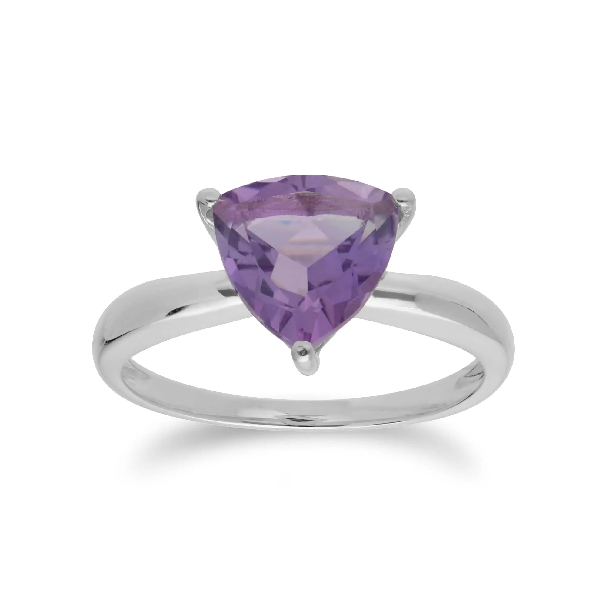 Geometric Trillion Amethyst Triangle Prism Ring in 925 Sterling Silver sold by Gemondo Jewellery