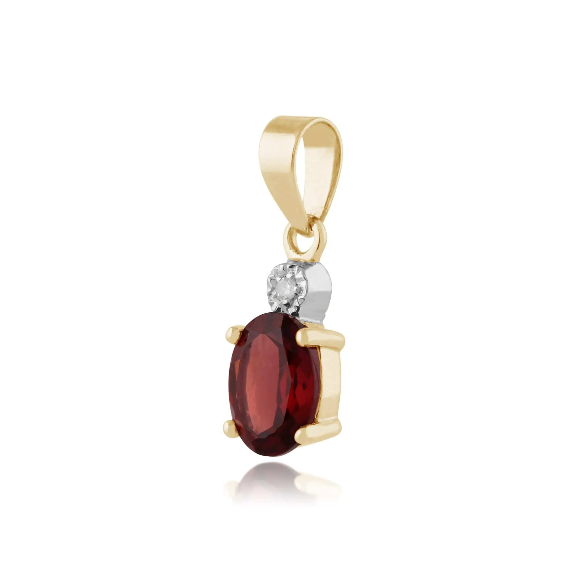 Classic Oval Garnet & Diamond Pendant in 9ct Yellow Gold sold by Gemondo Jewellery product image thumbnail 2