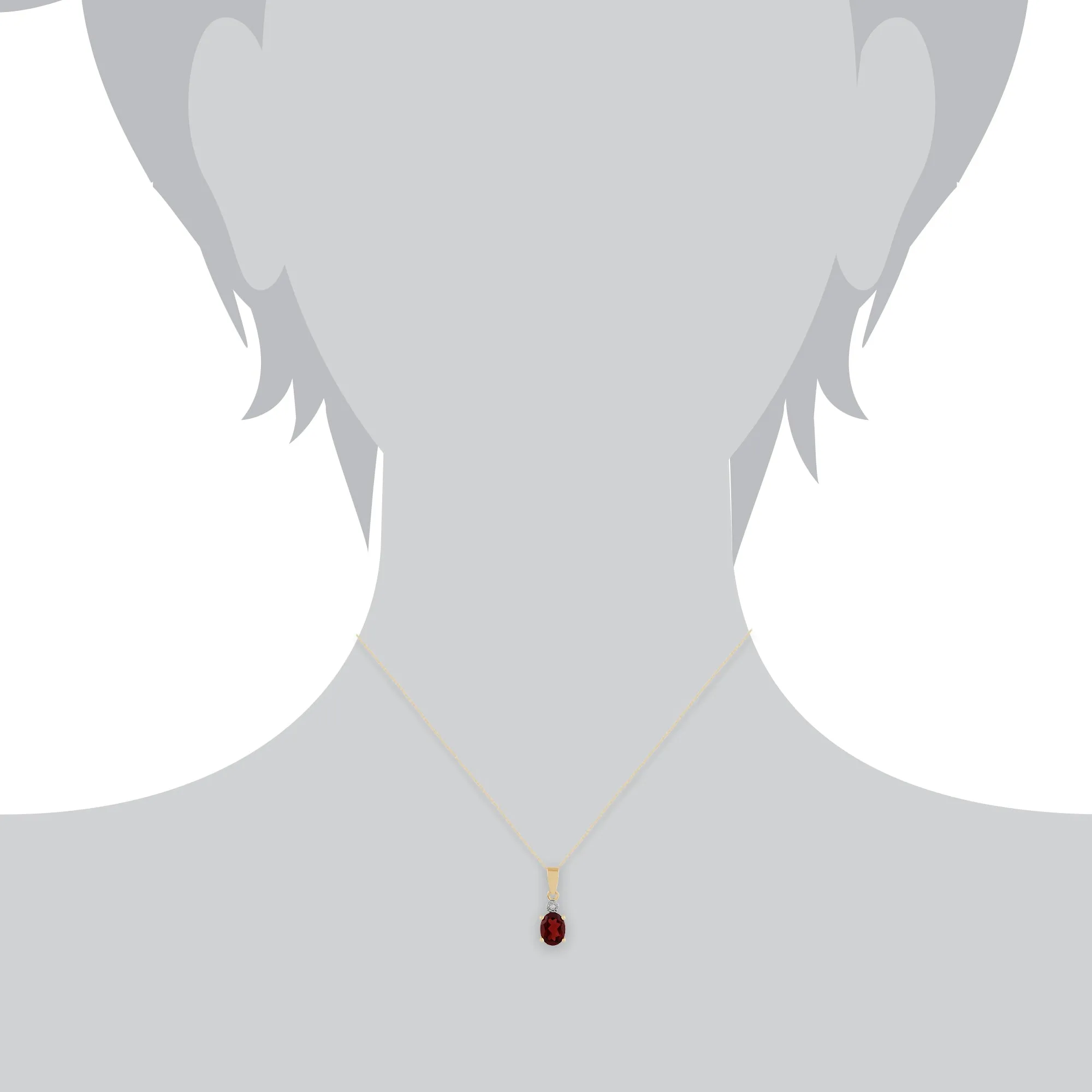 Classic Oval Garnet & Diamond Pendant in 9ct Yellow Gold sold by Gemondo Jewellery product image thumbnail 3