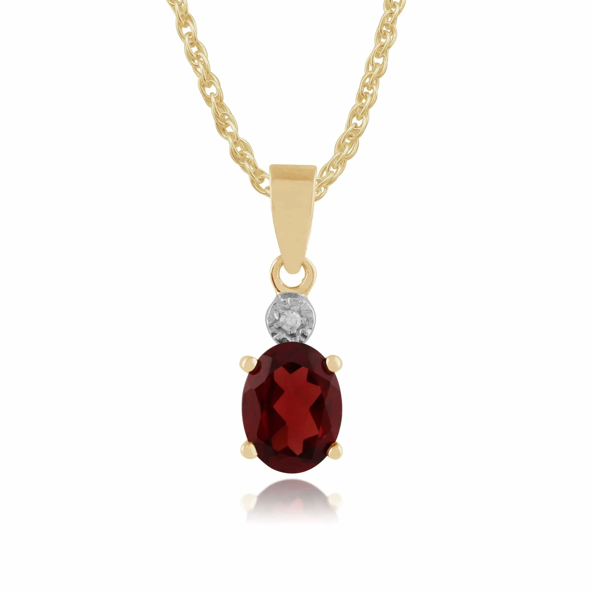 Classic Oval Garnet & Diamond Pendant in 9ct Yellow Gold sold by Gemondo Jewellery