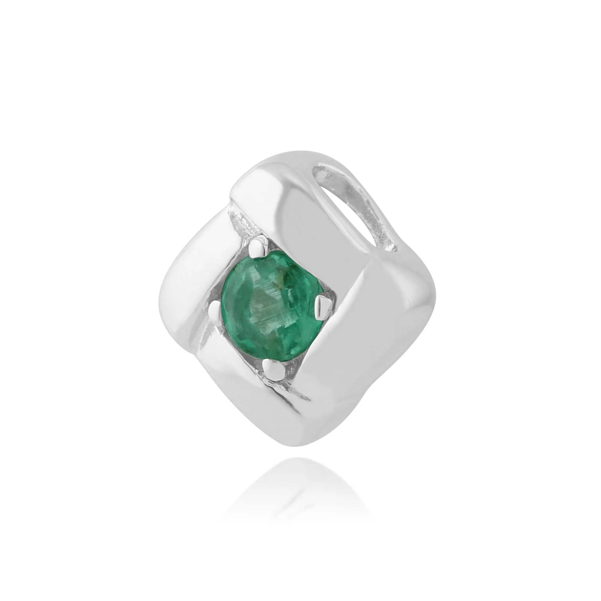 Classic Round Emerald Single Stone Square Crossover Pendant in 925 Sterling Silver sold by Gemondo Jewellery product image thumbnail 2