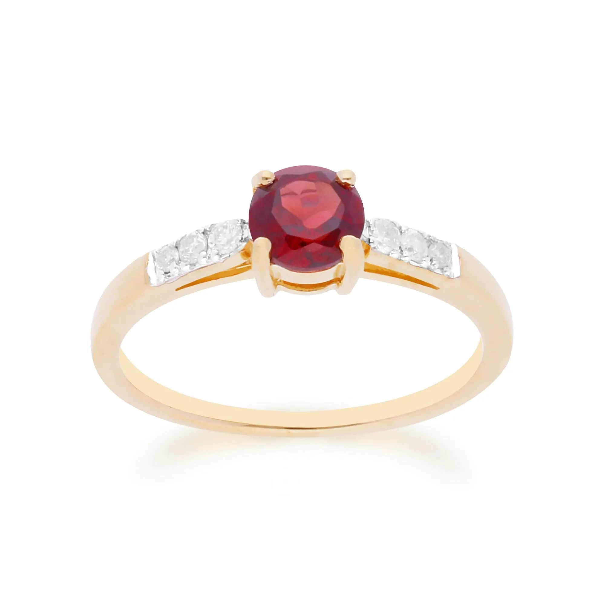 Gemondo 9ct Yellow Gold Mozambique Garnet & Diamond Round Cut Ring sold by Gemondo Jewellery