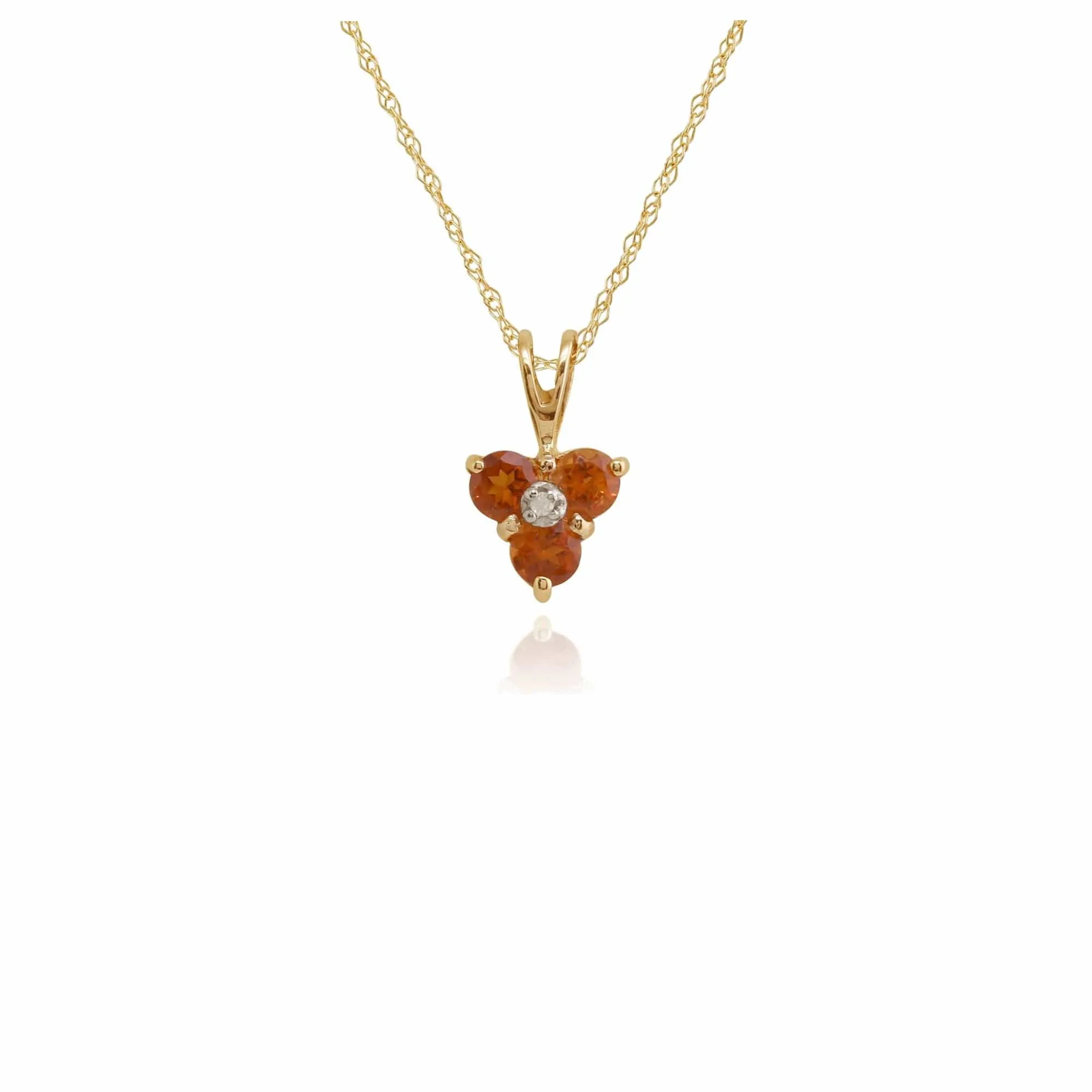 Floral Round Citrine & Diamond Pendant in 9ct Yellow Gold sold by Gemondo Jewellery