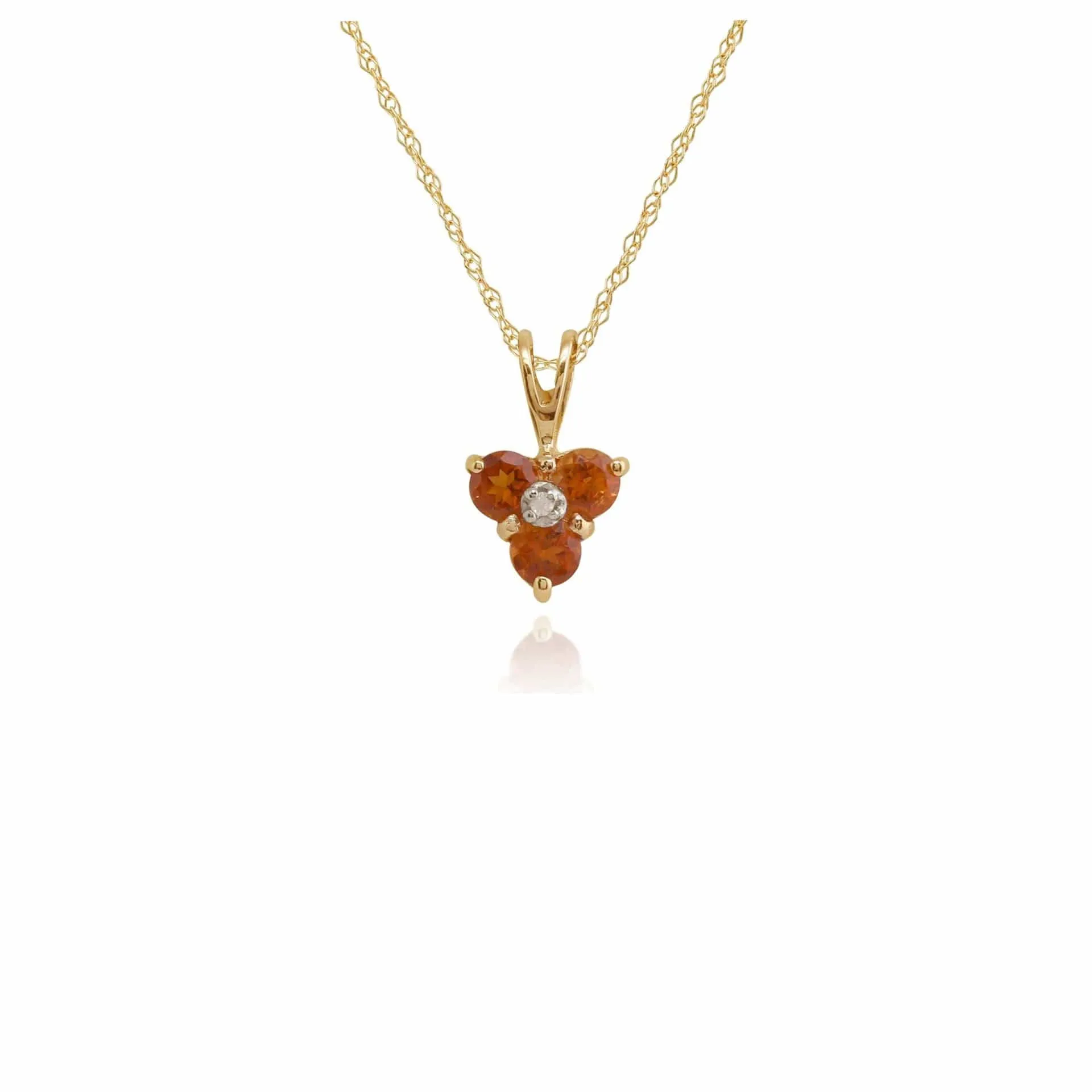 Floral Round Citrine & Diamond Pendant in 9ct Yellow Gold sold by Gemondo Jewellery product image thumbnail 2