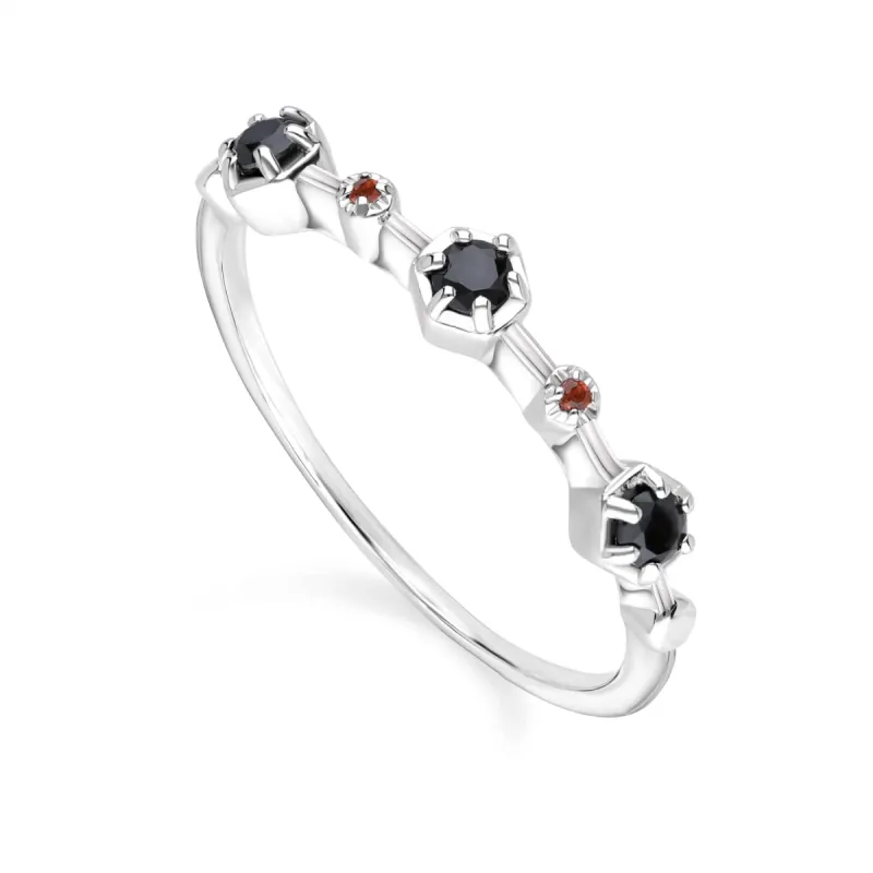 Modern Glam Spinel & Garnet Glitz Ring In Sterling Silver sold by Gemondo Jewellery