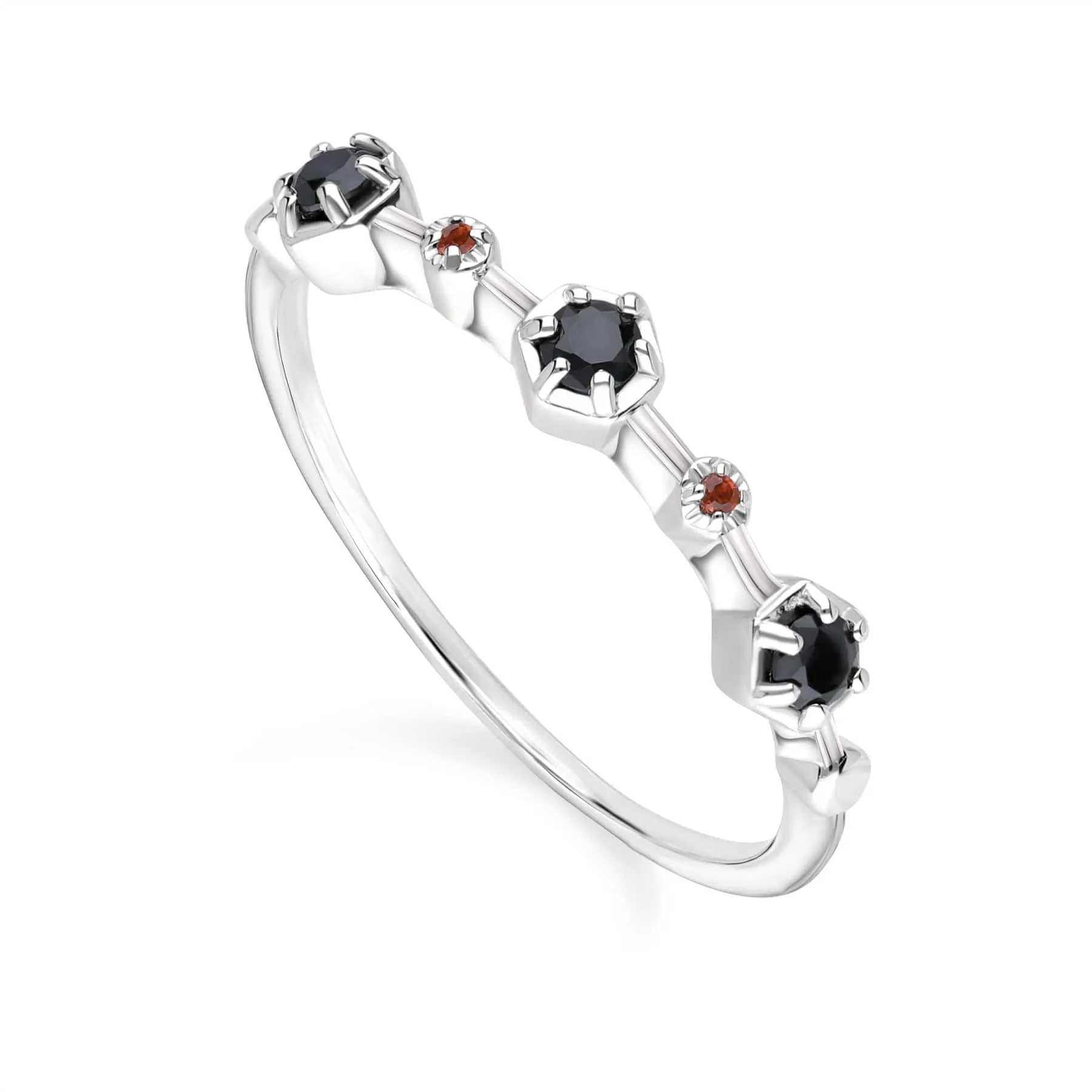 Modern Glam Spinel & Garnet Glitz Ring In Sterling Silver sold by Gemondo Jewellery