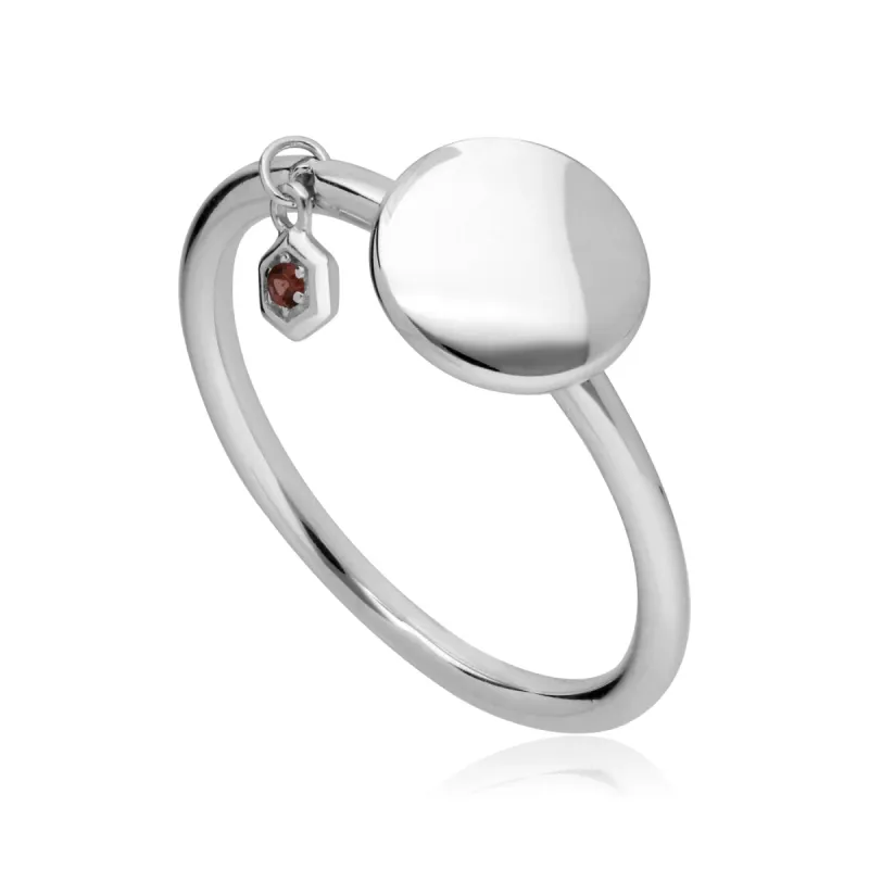 Garnet Engravable Ring in Sterling Silver sold by Gemondo Jewellery