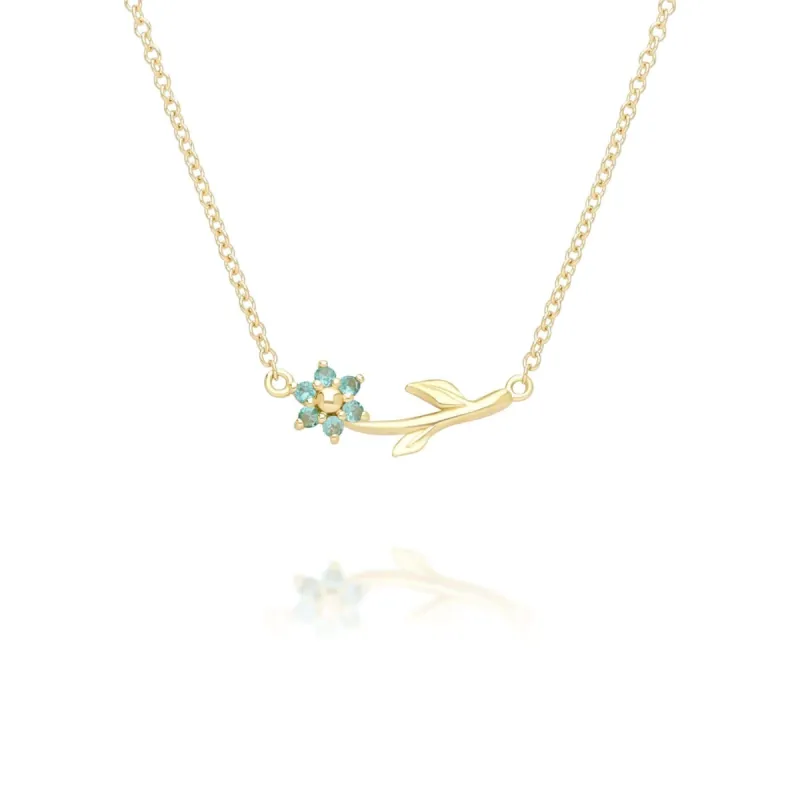 Floral Vine Emerald Necklace in 9ct Yellow Gold sold by Gemondo Jewellery