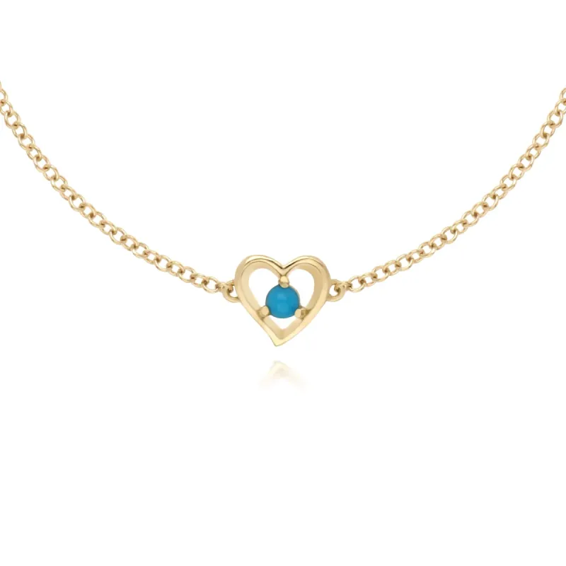 Gemondo 9ct Yellow Gold Turquoise Round Single Stone Heart 19cm Bracelet sold by Gemondo Jewellery