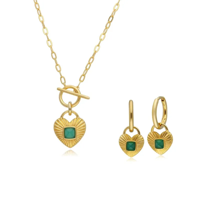 Queen of Hearts Chalcedony Necklace & Hoop Earrings Set sold by Gemondo Jewellery