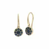 Cluster Round Sapphire Circle Fish Hook Drop Earrings in 9ct Yellow Gold sold by Gemondo Jewellery
