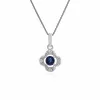 Gemondo 9ct White Gold 0.14ct Sapphire & Diamond Floral Pendant on 45cm Chain sold by Gemondo Jewellery