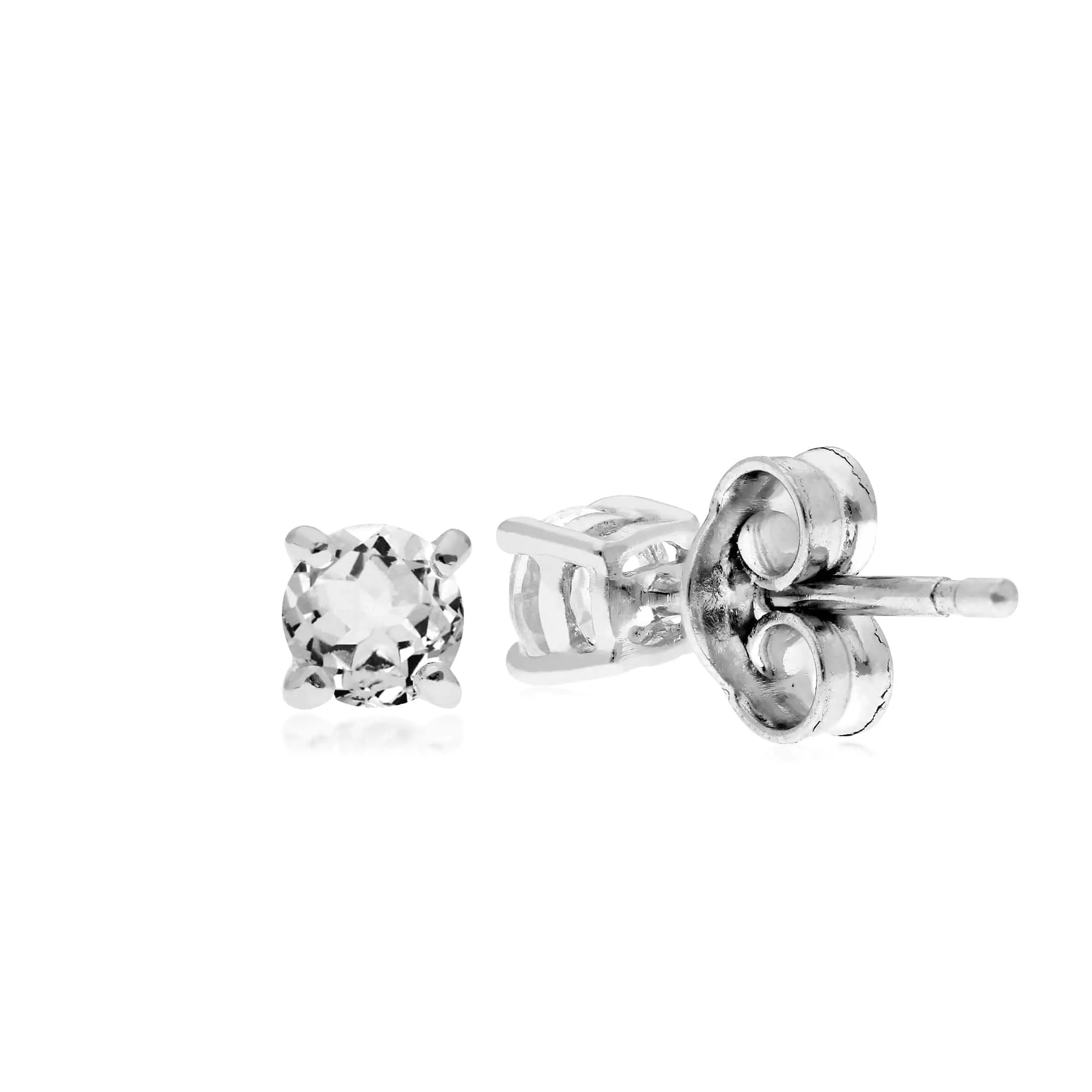 Essential Round White Topaz Claw Set Stud Earrings in 925 Sterling Silver sold by Gemondo Jewellery product image thumbnail 2