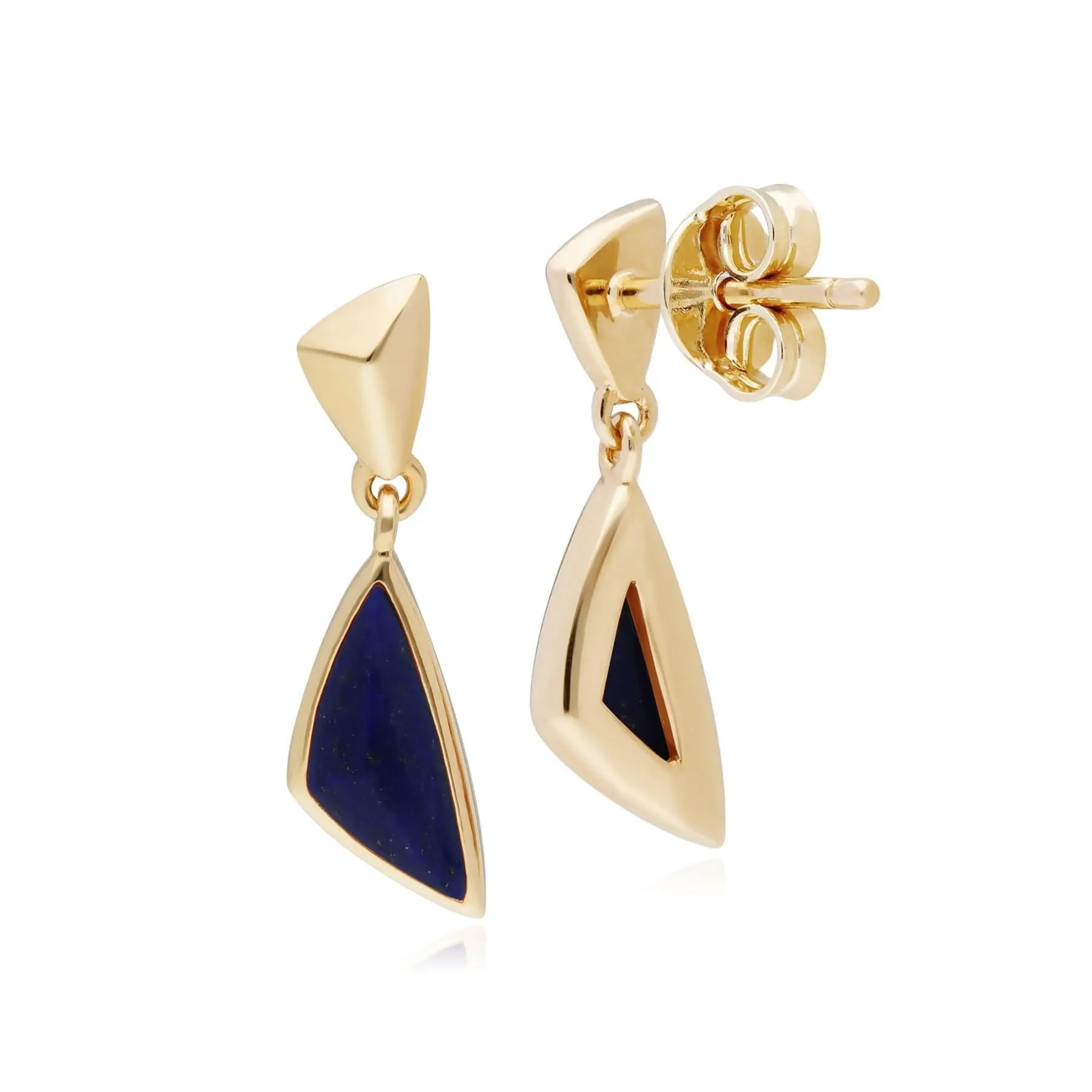 Micro Statement Lapis Lazuli Drop Earrings in Gold Plated Silver sold by Gemondo Jewellery product image thumbnail 2