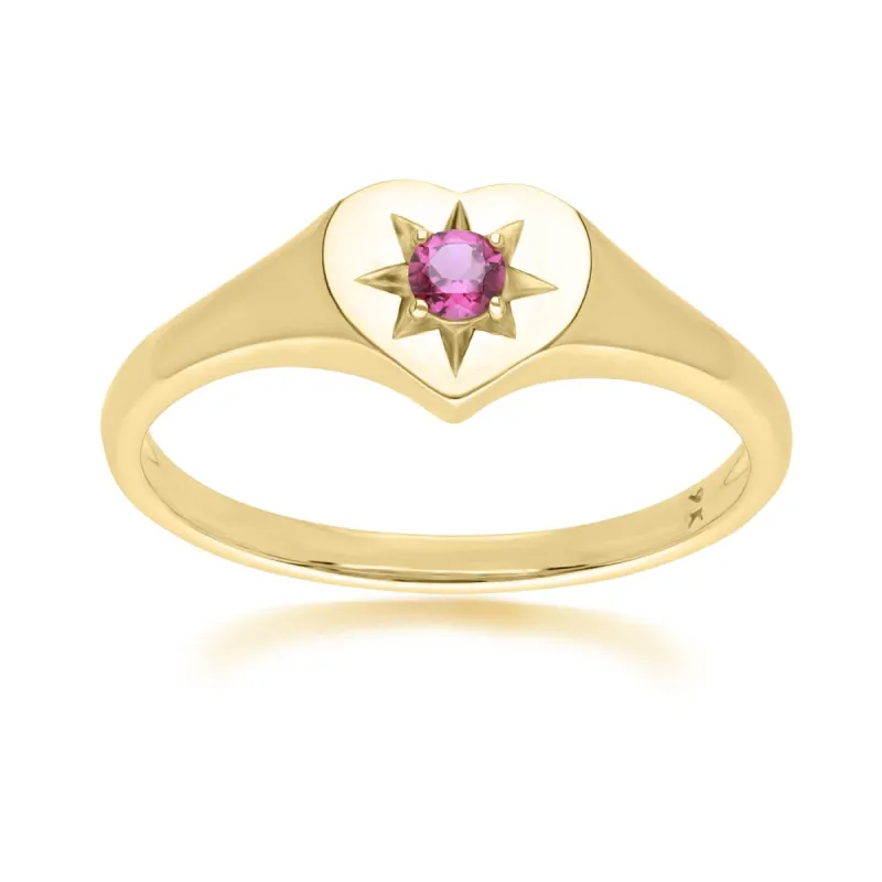 ECFEW™ 'The Liberator' Rhodolite Heart Ring in 9ct Yellow Gold sold by Gemondo Jewellery