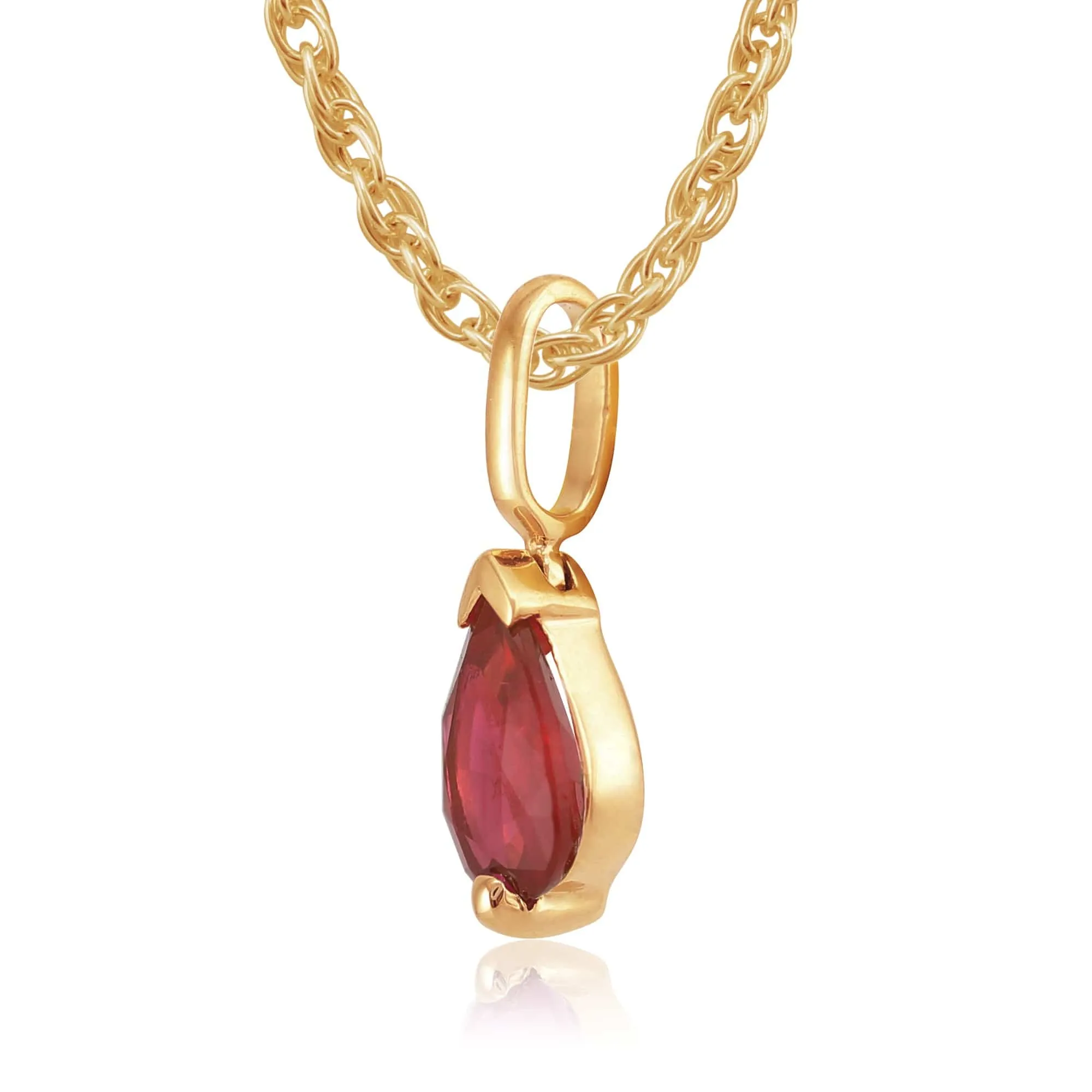 Classic Pear Ruby Pendant in 9ct Yellow Gold sold by Gemondo Jewellery product image thumbnail 2