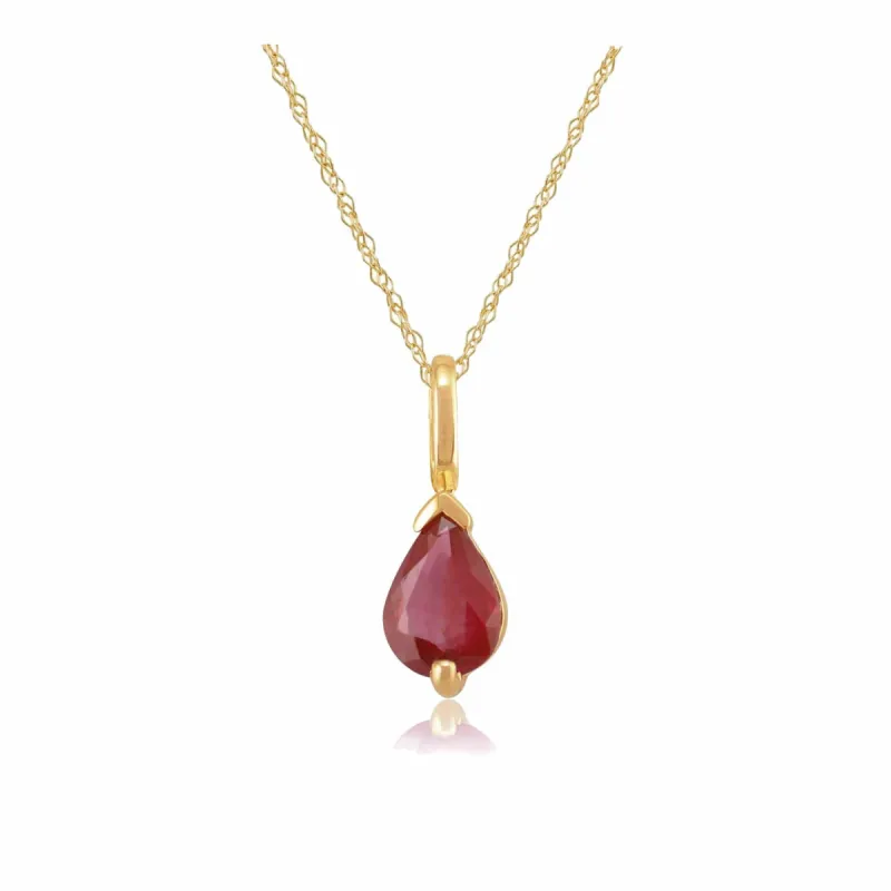 Classic Pear Ruby Pendant in 9ct Yellow Gold sold by Gemondo Jewellery
