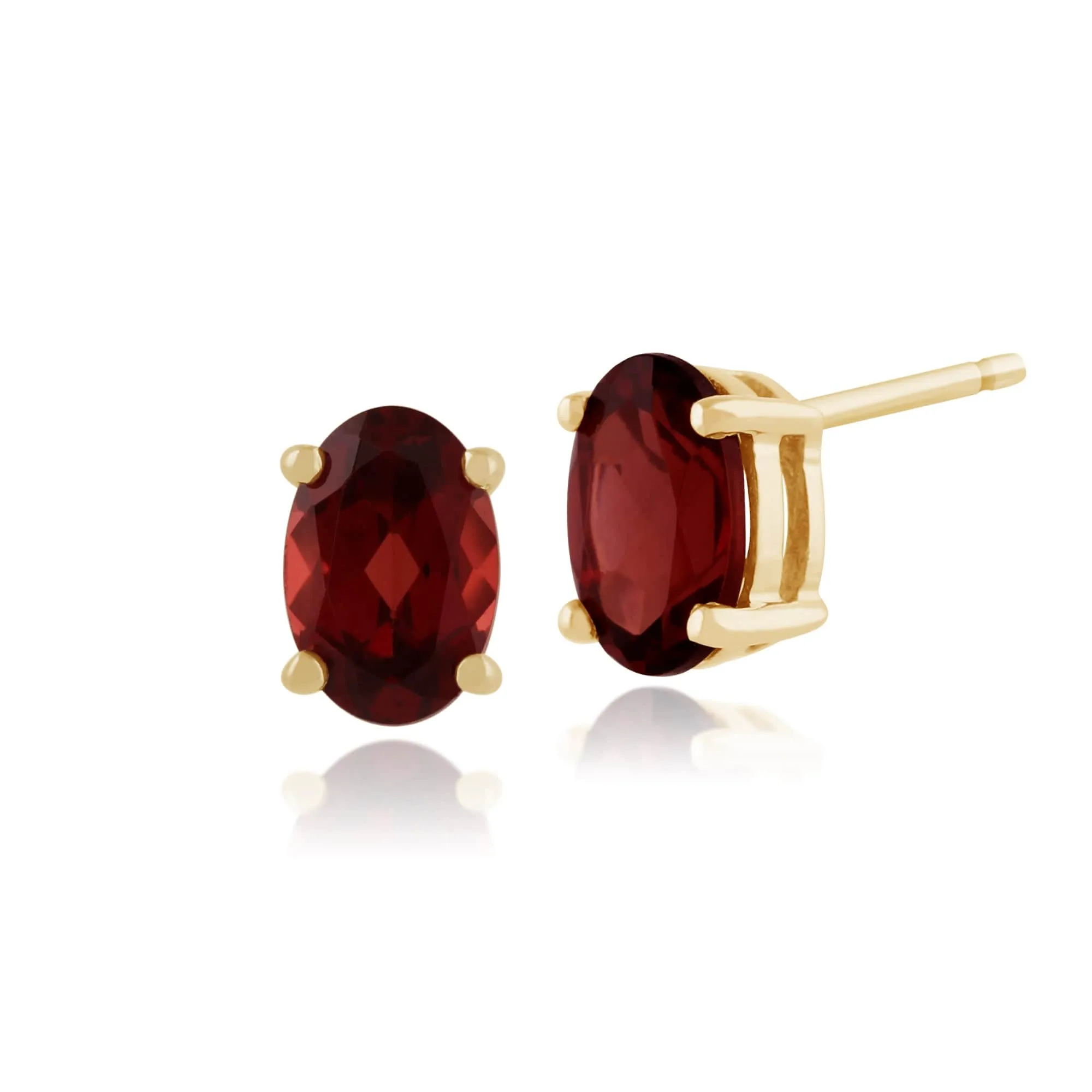 Classic Oval Garnet Single Stone Stud Earrings & Pendant Set in 9ct Yellow Gold sold by Gemondo Jewellery product image thumbnail 2