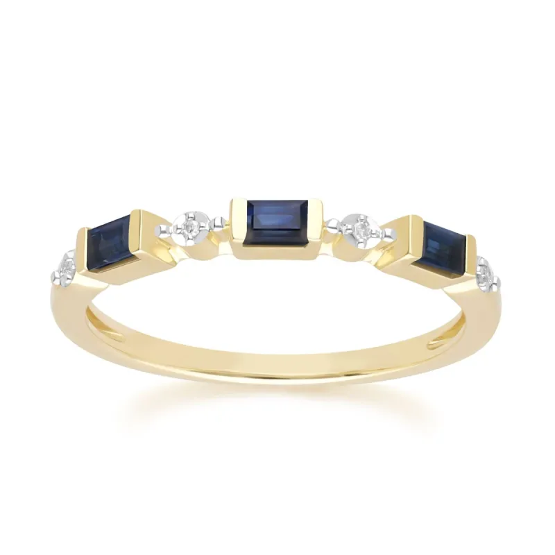 Classic Baguette Sapphire & Diamond Eternity Ring in 9ct Yellow Gold sold by Gemondo Jewellery