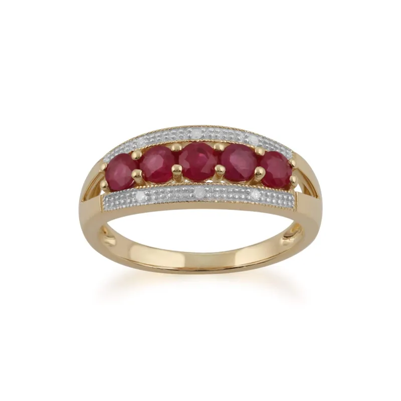 Gemondo 9ct Yellow Gold 0.81ct Ruby & Diamond Ring sold by Gemondo Jewellery