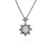 Floral Round Blue Topaz & Marcasite Pendant in 925 Sterling Silver sold by Gemondo Jewellery