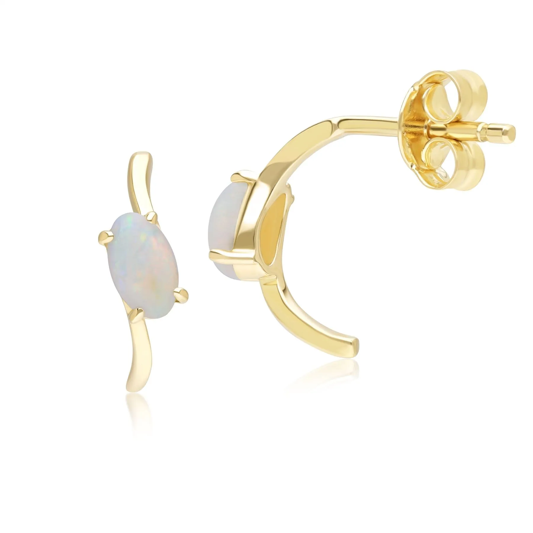 Classic Oval Opal Half Hoop Earrings in 9ct Yellow Gold sold by Gemondo Jewellery product image thumbnail 3