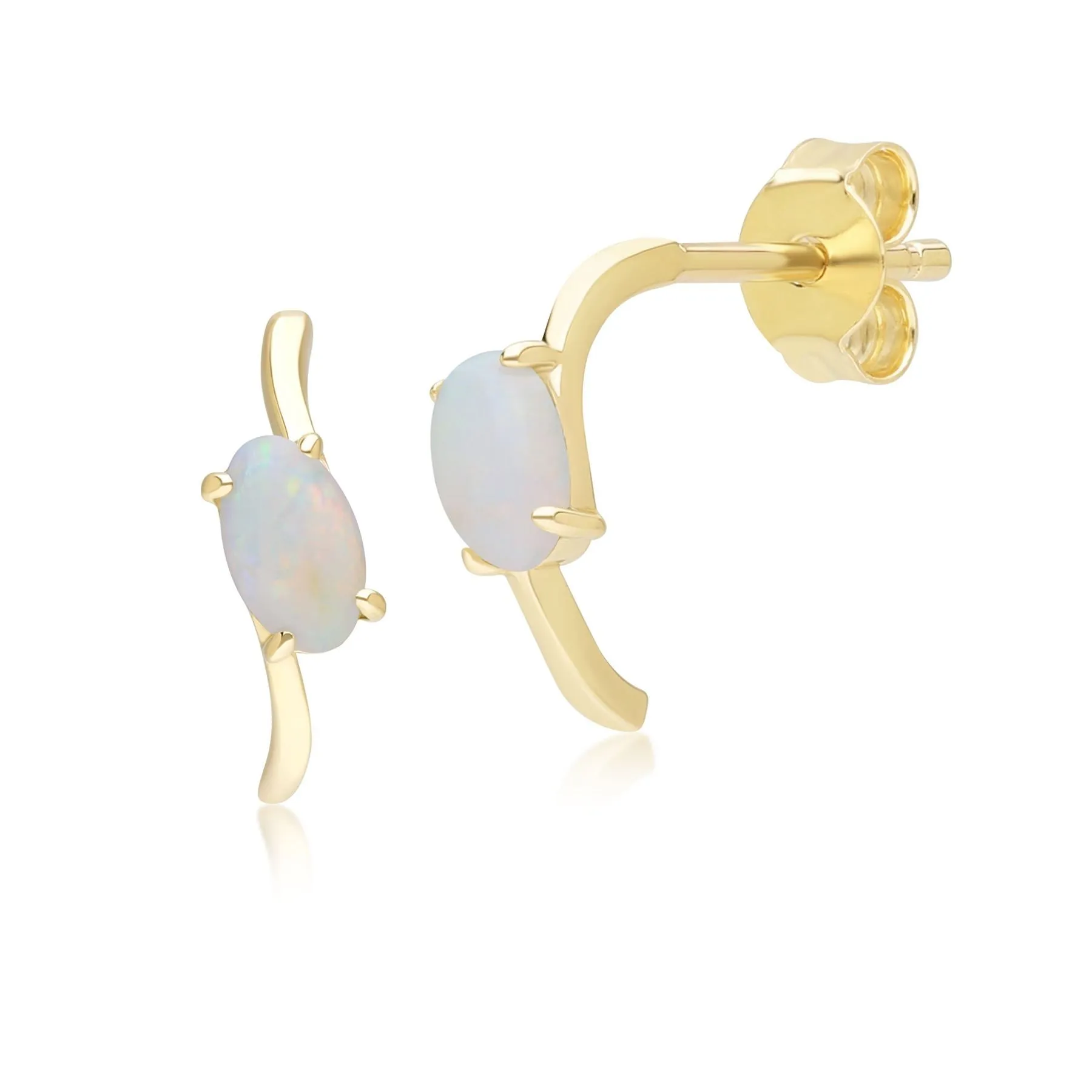 Classic Oval Opal Half Hoop Earrings in 9ct Yellow Gold sold by Gemondo Jewellery