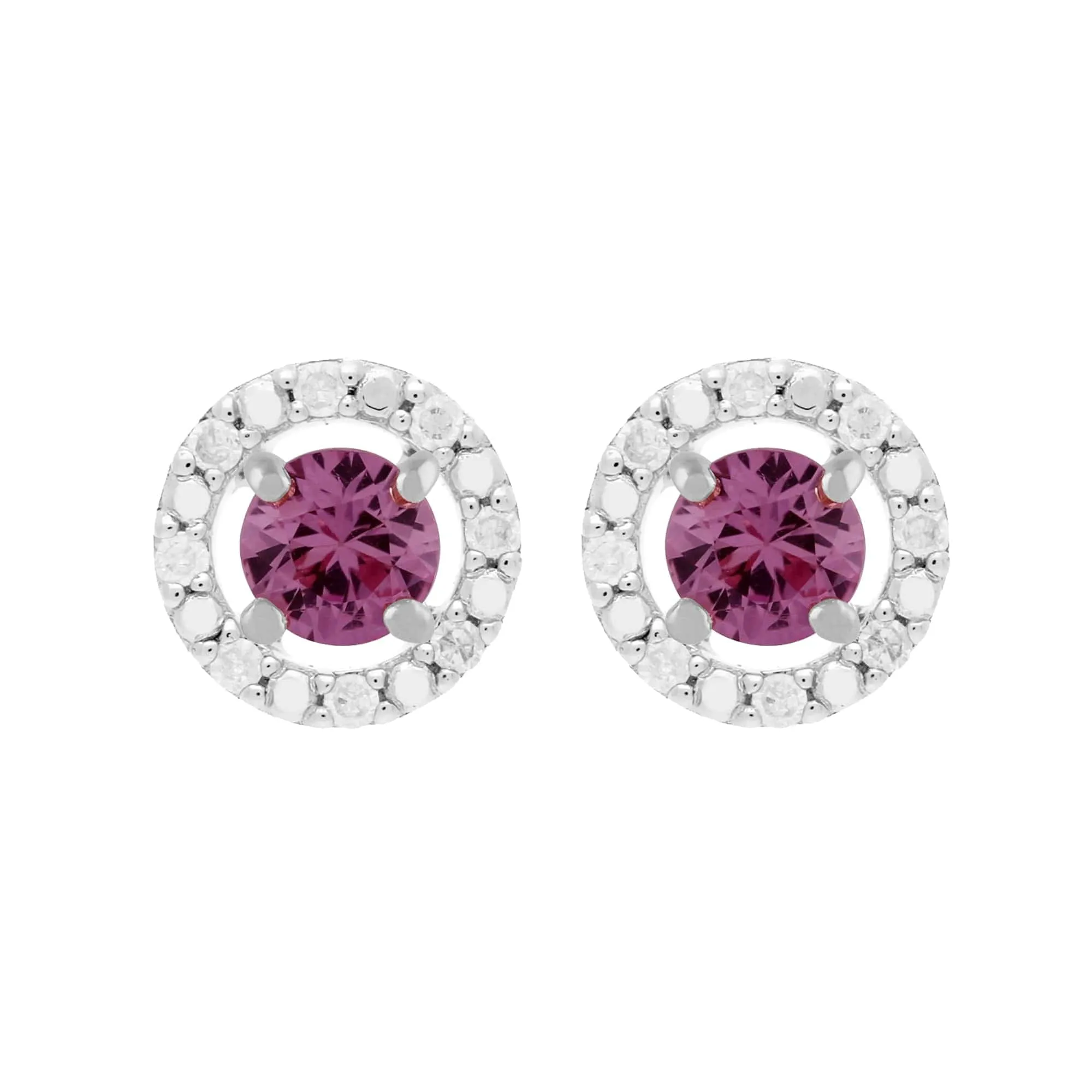 Classic Round Pink Sapphire Stud Earrings and Detachable Diamond Round Jacket in 9ct White Gold sold by Gemondo Jewellery