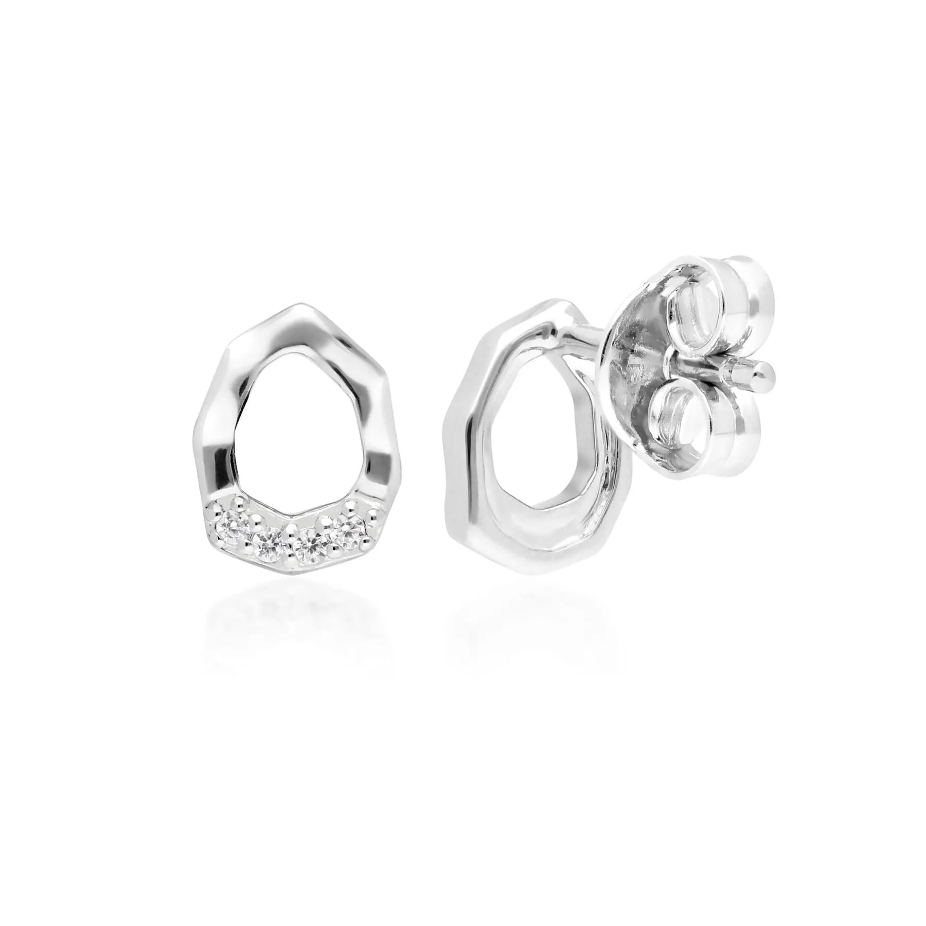 Diamond Pave Asymmetric Stud Earrings in 9ct White Gold sold by Gemondo Jewellery product image thumbnail 2
