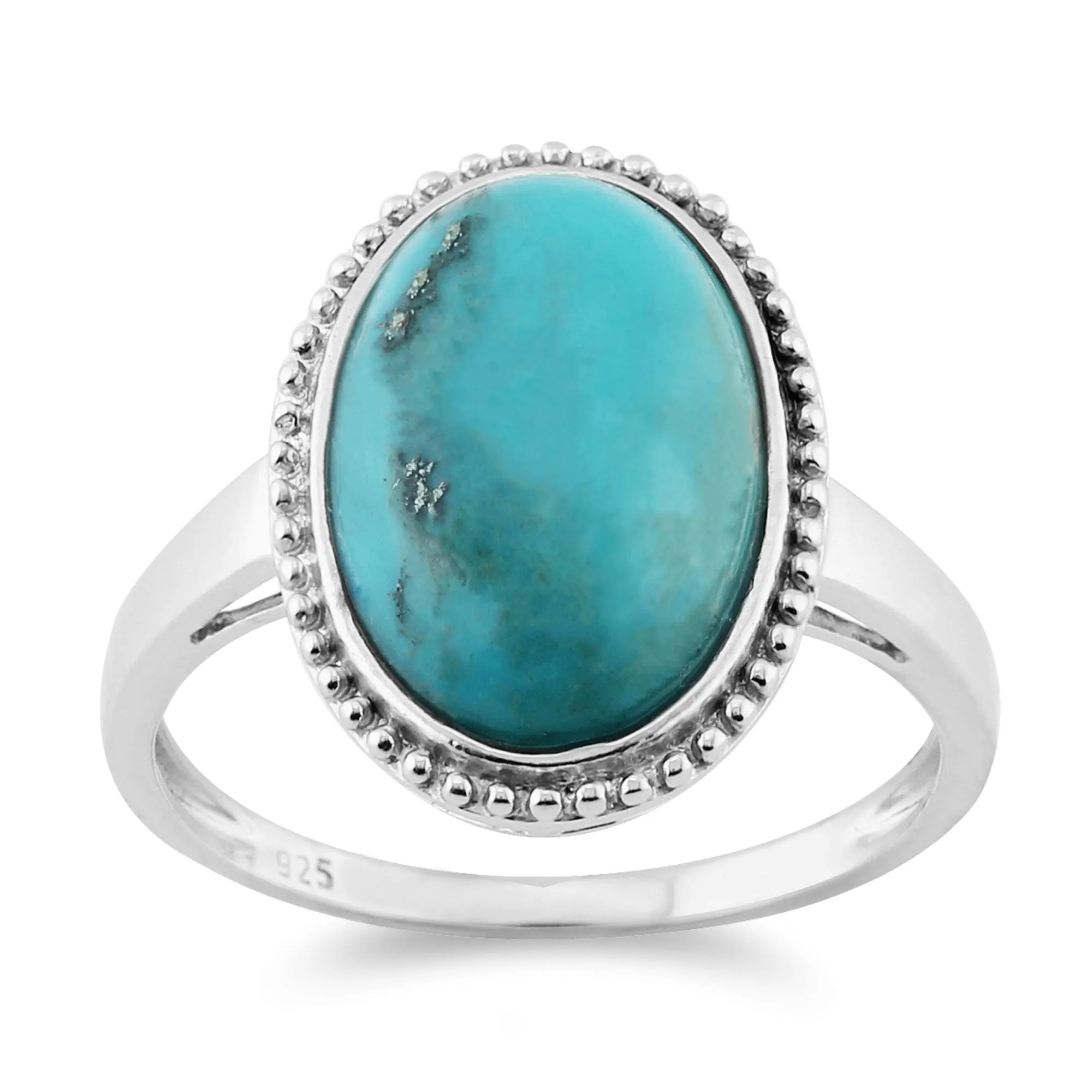 Gemondo Sterling Silver 4ct Turquoise Cabochon Oval Bezel Set Single Stone Ring sold by Gemondo Jewellery