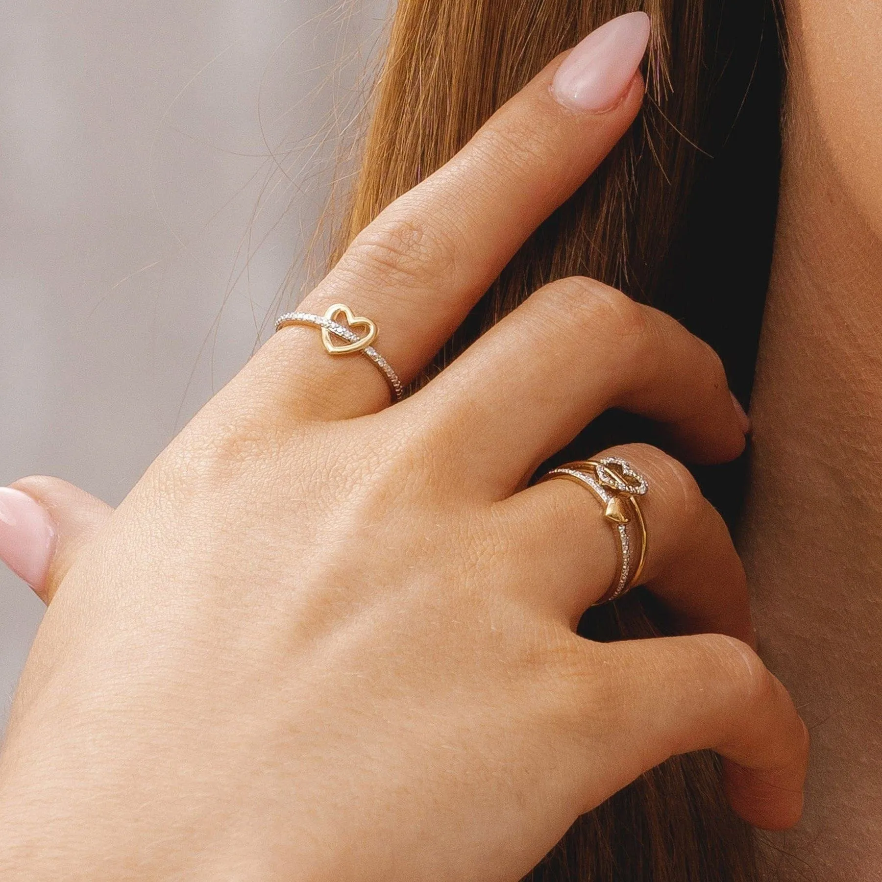 Love Heart Diamond Band Ring in 9ct Yellow Gold sold by Gemondo Jewellery product image thumbnail 2